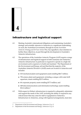 Chapter 4: Infrastructure and Logistical Support