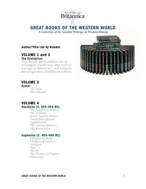 GREAT BOOKS of the WESTERN WORLD a Collection of the Greatest Writings in Western History