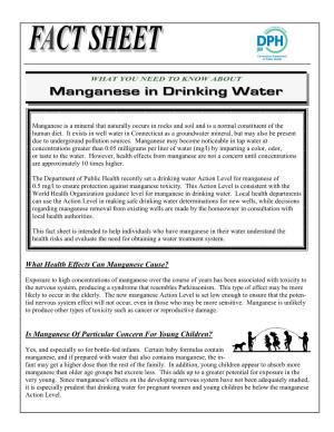 Manganese in Drinking Water