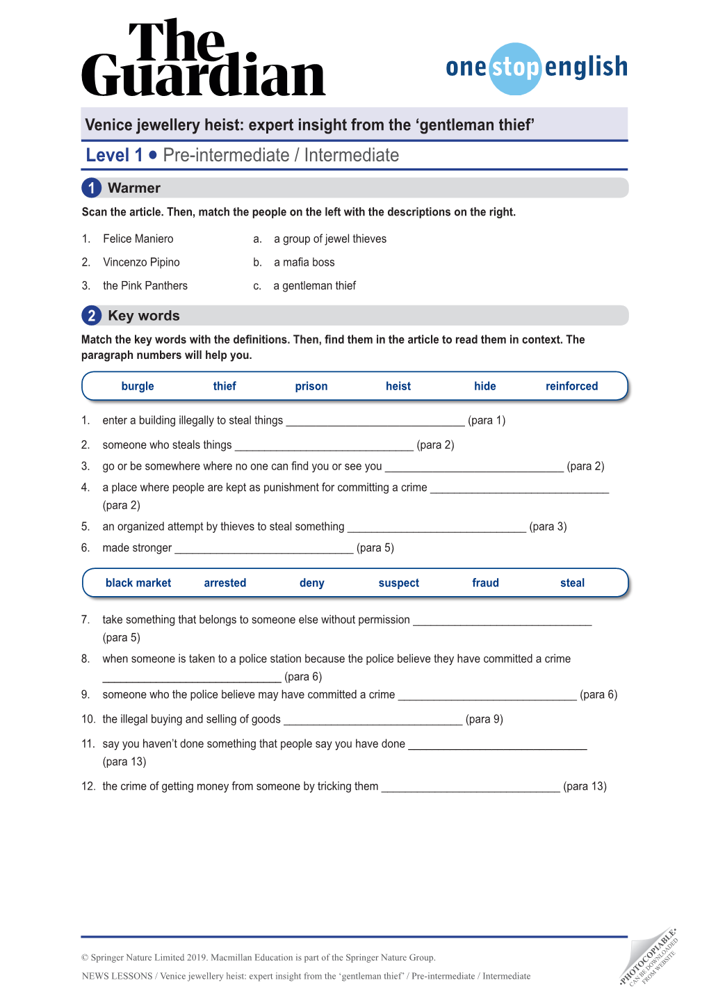 Level 1 L Pre-Intermediate / Intermediate