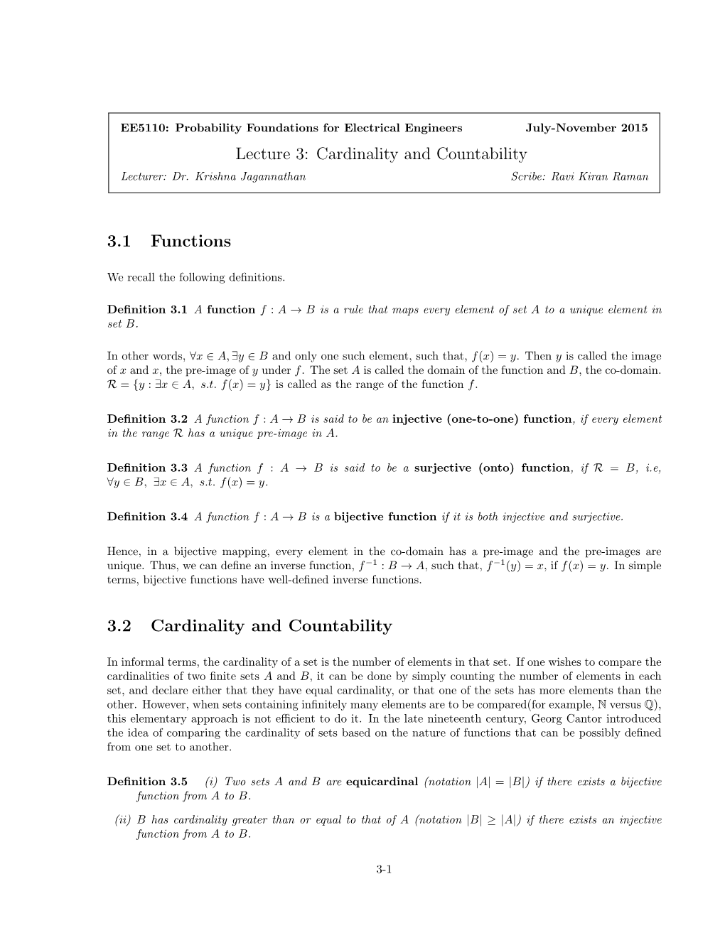 Cardinality and Countability Lecturer: Dr