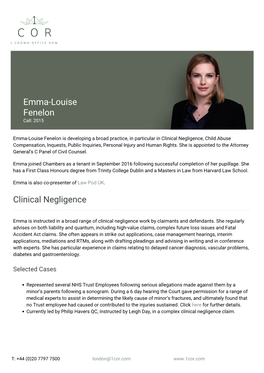 Emma-Louise Fenelon Clinical Negligence