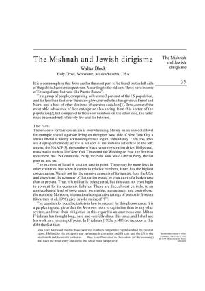 The Mishnah and Jewish Dirigisme and Jewish Walter Block Dirigisme Holy Cross, Worcester, Massachusetts, USA