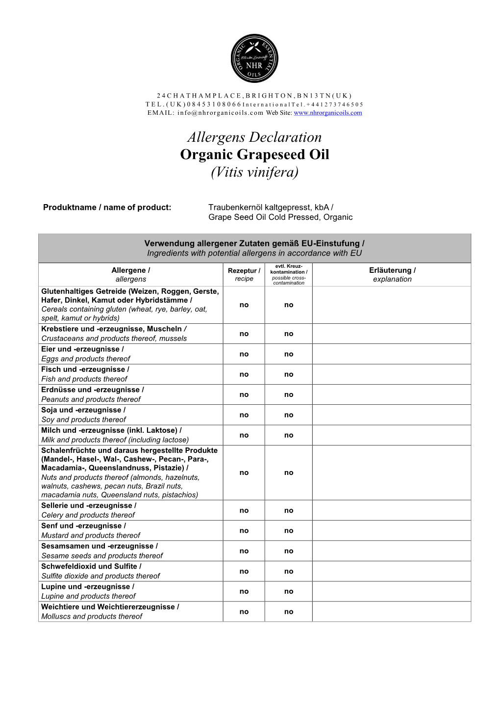 Grapeseed Allergens