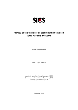 Privacy Considerations for Secure Identification in Social Wireless