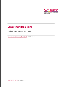 Ofcom Annual Report on Community Radio Fund 2019-20 (PDF, 240.5