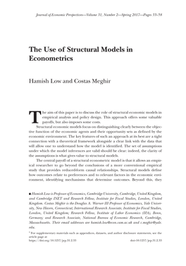 The Use of Structural Models in Econometrics
