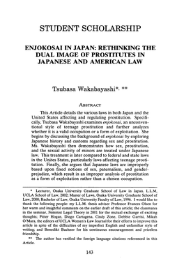 Enjokosai in Japan: Rethinking the Dual Image of Prostitutes in Japanese and American Law