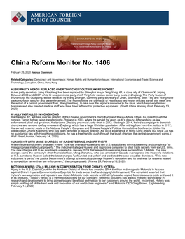 China Reform Monitor No. 1406 | American Foreign Policy Council