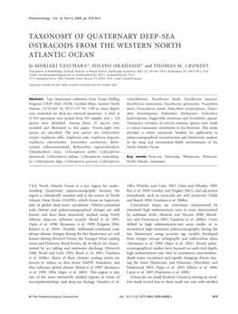 TAXONOMY of QUATERNARY DEEP-SEA OSTRACODS from the WESTERN NORTH ATLANTIC OCEAN by MORIAKI YASUHARA*, HISAYO OKAHASHI* and THOMAS M