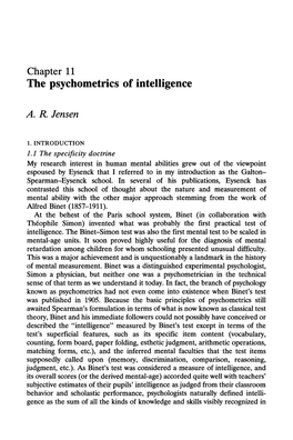 The Psychometrics of Intelligence