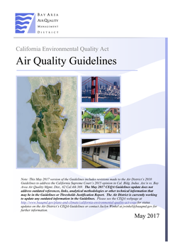 BAAQMD CEQA Guidelines: Assessing the Air Quality Impacts of Projects and Plans (BAAQMD 1999)