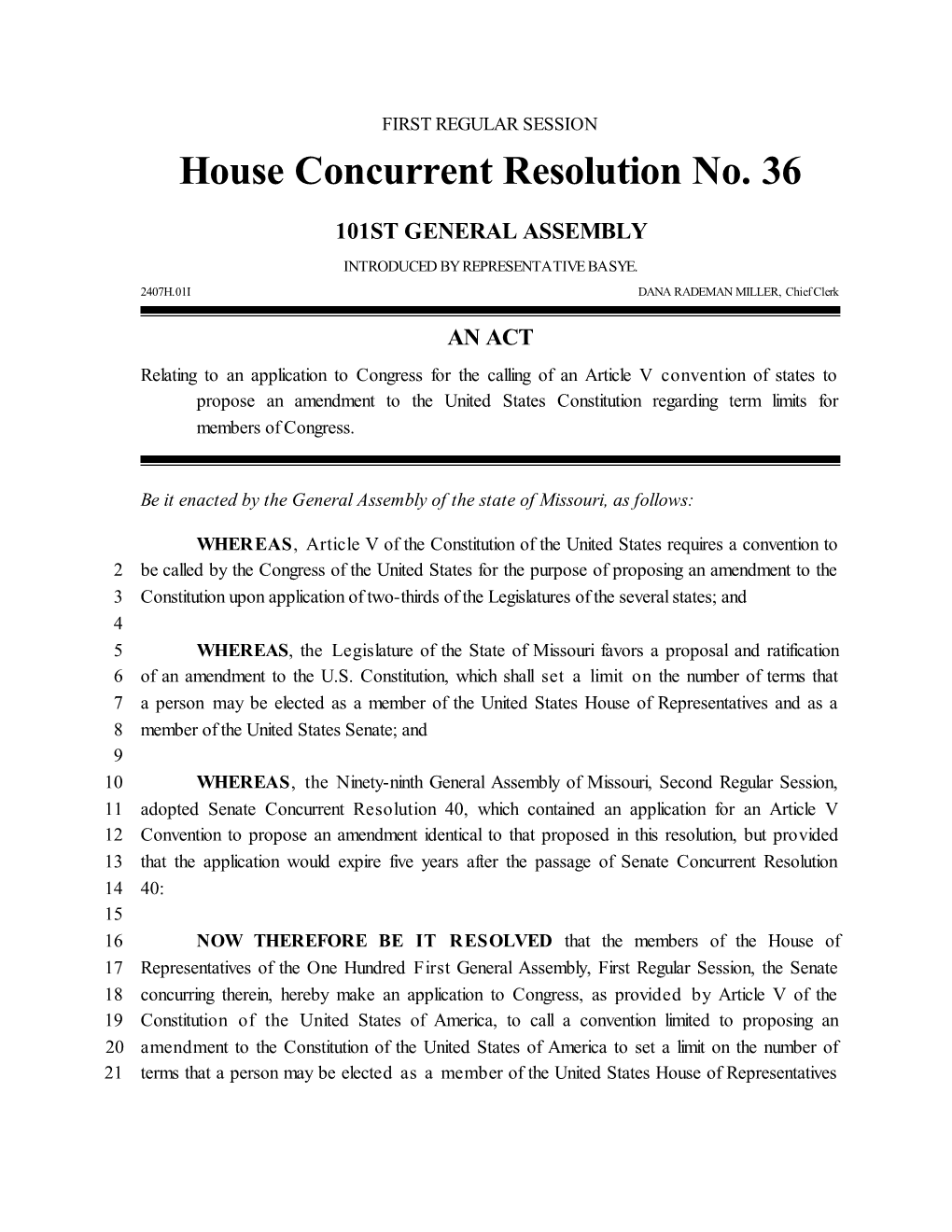 House Concurrent Resolution No. 36