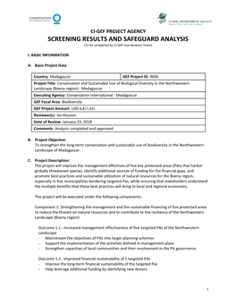 Safeguard Screening Results and Analysis Report