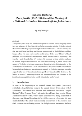 And the Making of a National Orthodox Wissenschaft Des Judentums