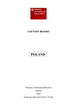 Ministry of National Education Poland 2005 Language Education Policy Profile