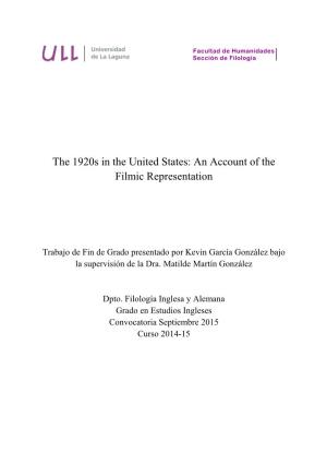 The 1920S in the United States: an Account of the Filmic Representation
