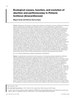 Ecological Causes, Function, and Evolution of Abortion and Parthenocarpy in Pistacia Lentiscus (Anacardiaceae)