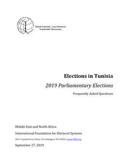 IFES Faqs, 'Elections in Tunisia: 2019 Parliamentary Elections