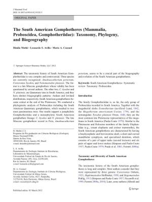 Mammalia, Proboscidea, Gomphotheriidae): Taxonomy, Phylogeny, and Biogeography