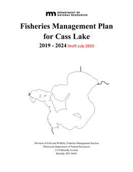 Draft Fisheries Management Plan for Cass Lake 2019-2024