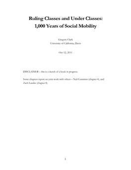 Ruling Classes and Under Classes: 1,000 Years of Social Mobility