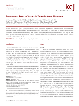 Endovascular Stent in Traumatic Thoracic Aortic Dissection