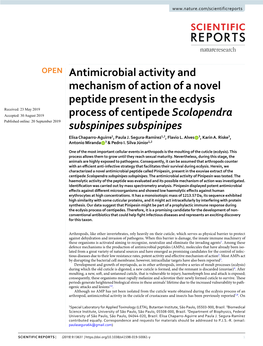 Antimicrobial Activity and Mechanism of Action of a Novel Peptide Present