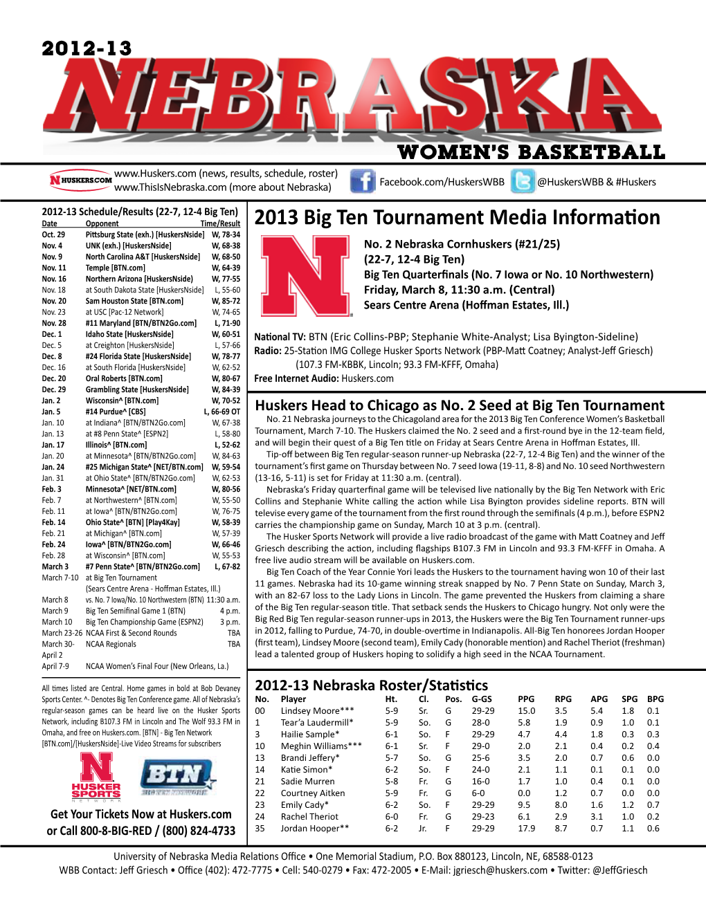 2013 Big Ten Tournament Media Information Oct