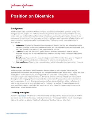 Position on Bioethics