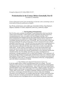 Predestination in the Century Before Gottschalk, Part II by Francis X