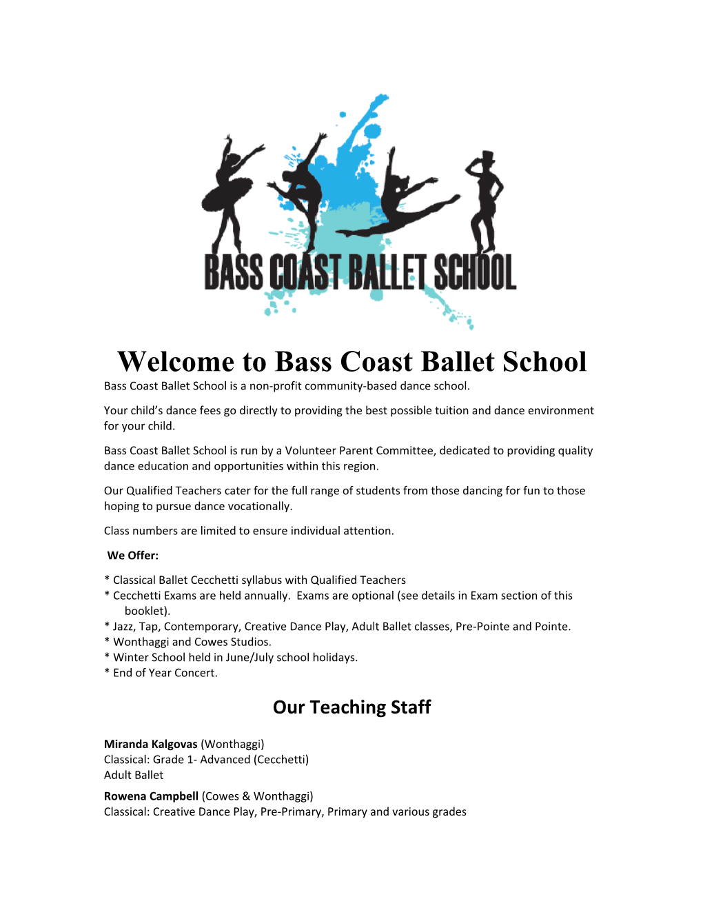 Welcome to Bass Coast Ballet School