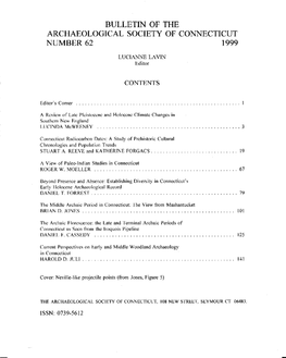 Bulletin of the Archaeological Society of Connecticut Number 62 1999