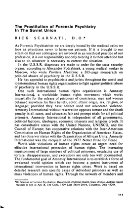 The Prostitution of Forensic Psychiatry in the Soviet Union