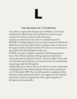 The Meaning of 'L' in Driving