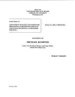 Michael Kushner Testimony