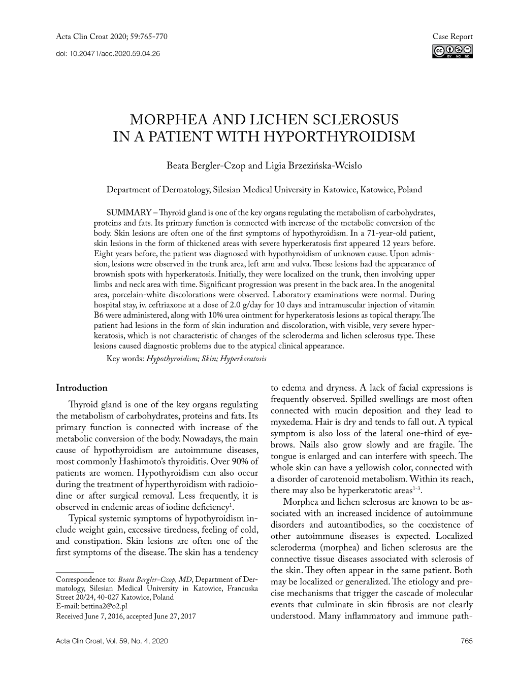 Morphea and Lichen Sclerosus in a Patient with Hyporthyroidism