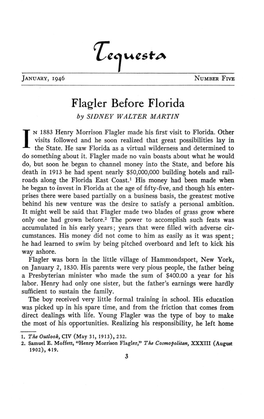 Flagler Before Florida by SIDNEY WALTER MARTIN