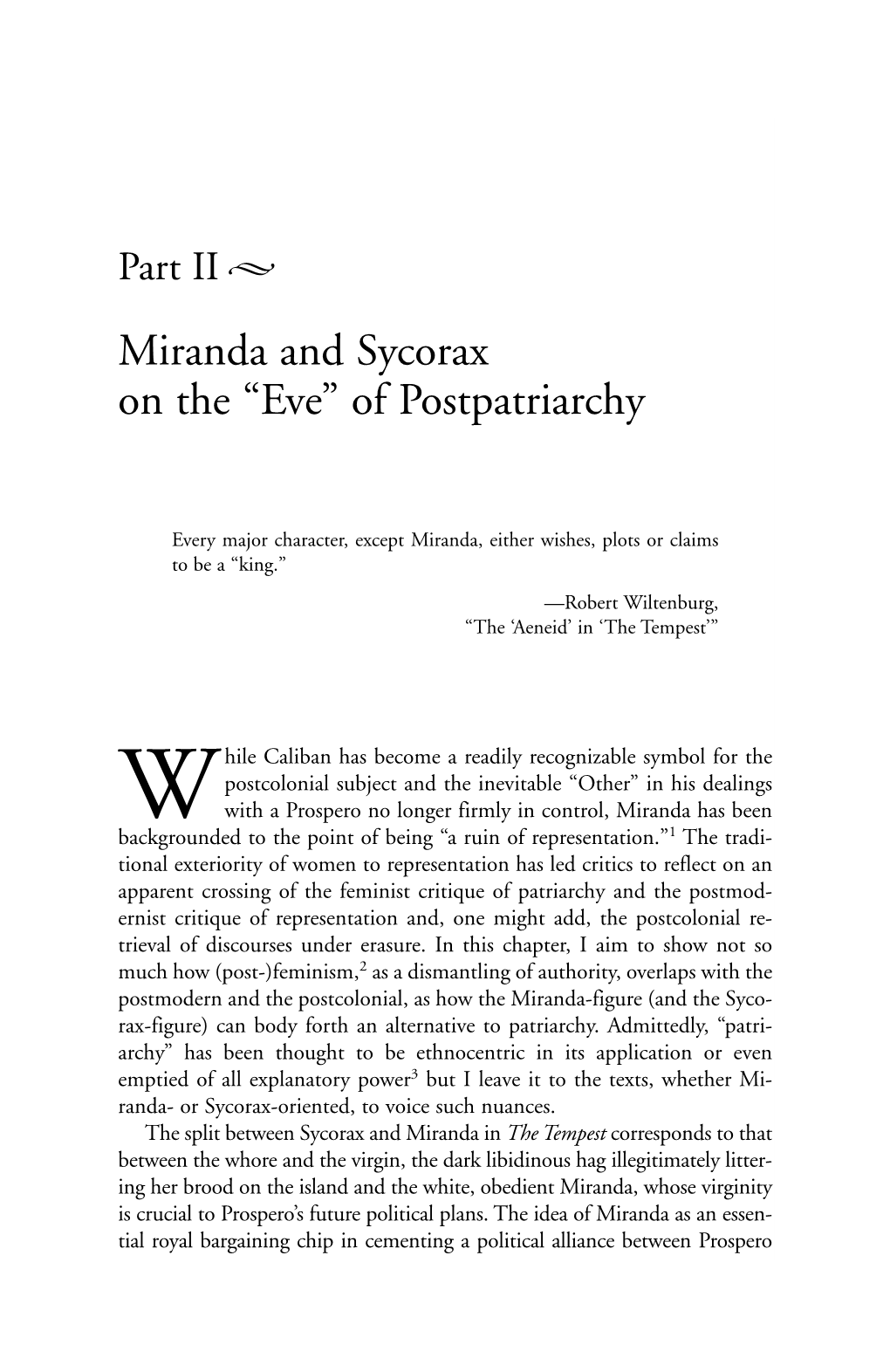 Miranda and Sycorax on the “Eve” of Postpatriarchy