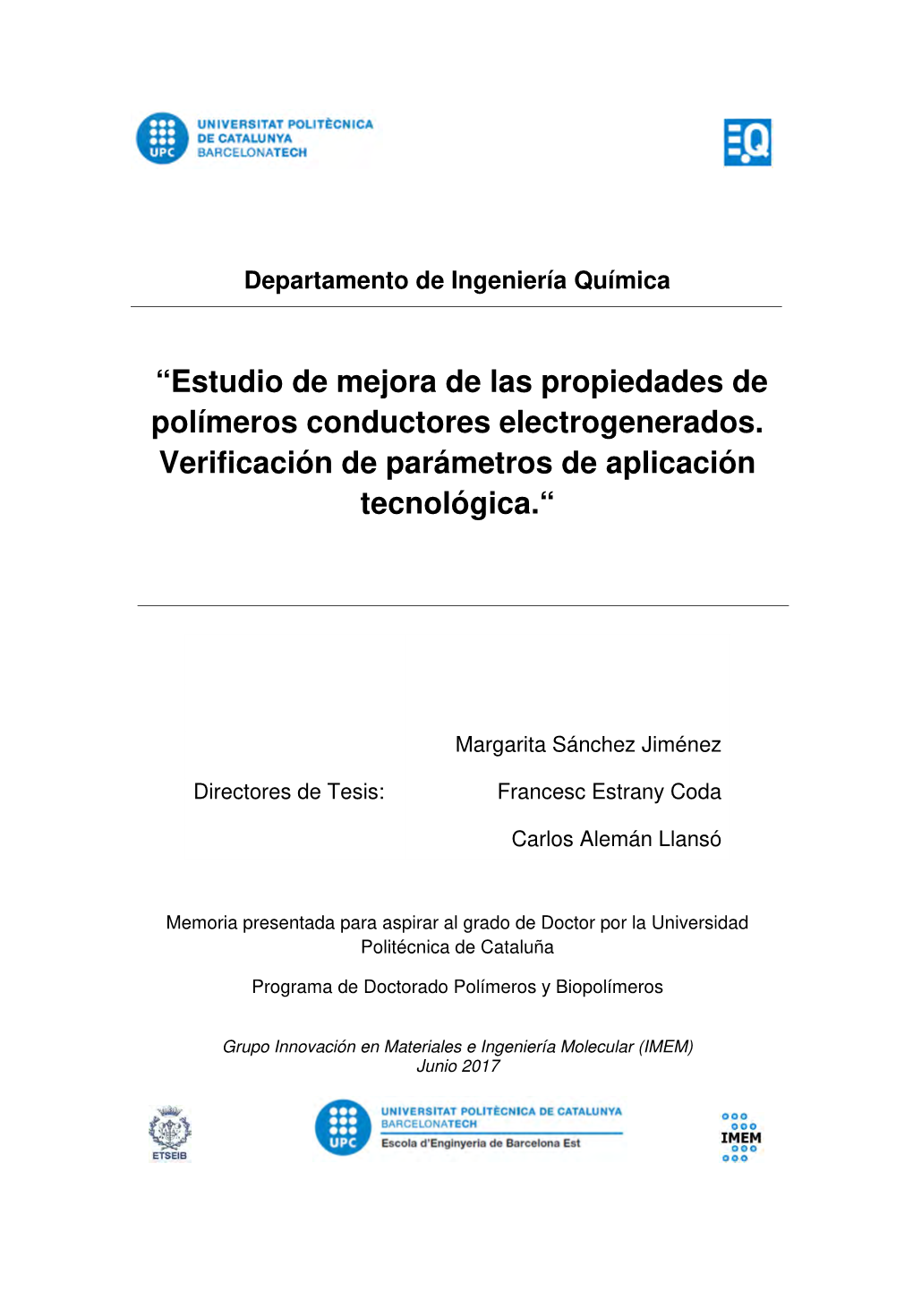 Estudio De Mejora De Las Propiedades De Polímeros Conductores Electrogenerados