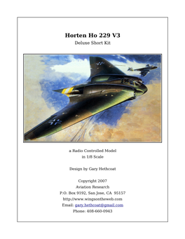 Horten Ho 229 V3 Deluxe Short Kit