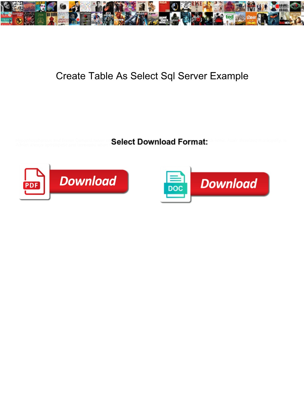 Create Table As Select Sql Server Example