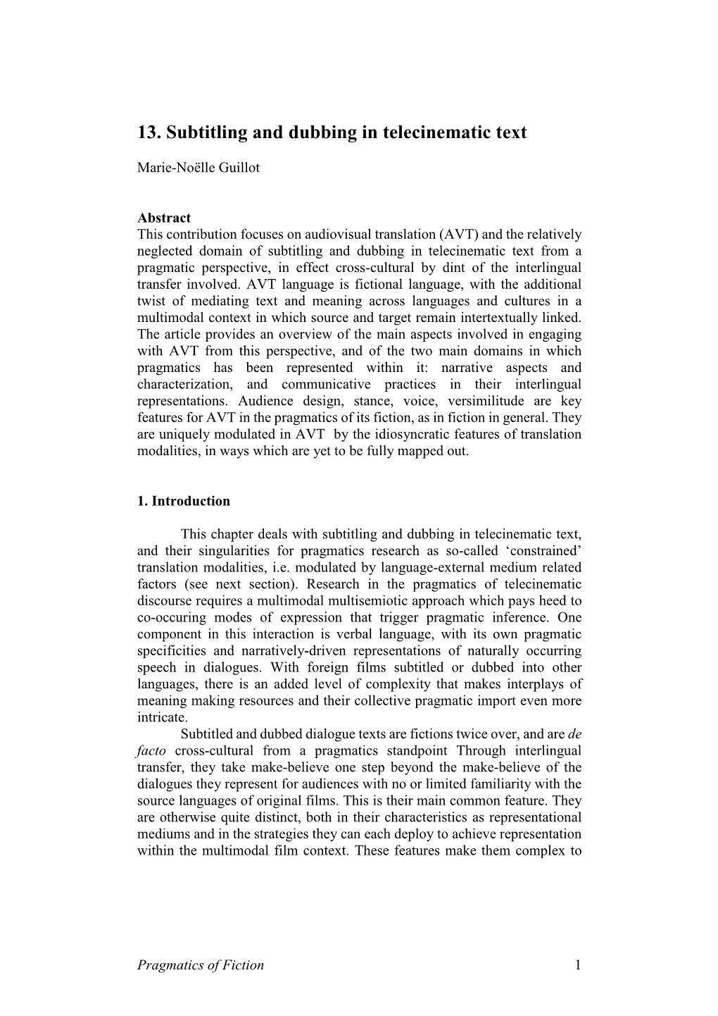 13. Subtitling and Dubbing in Telecinematic Text