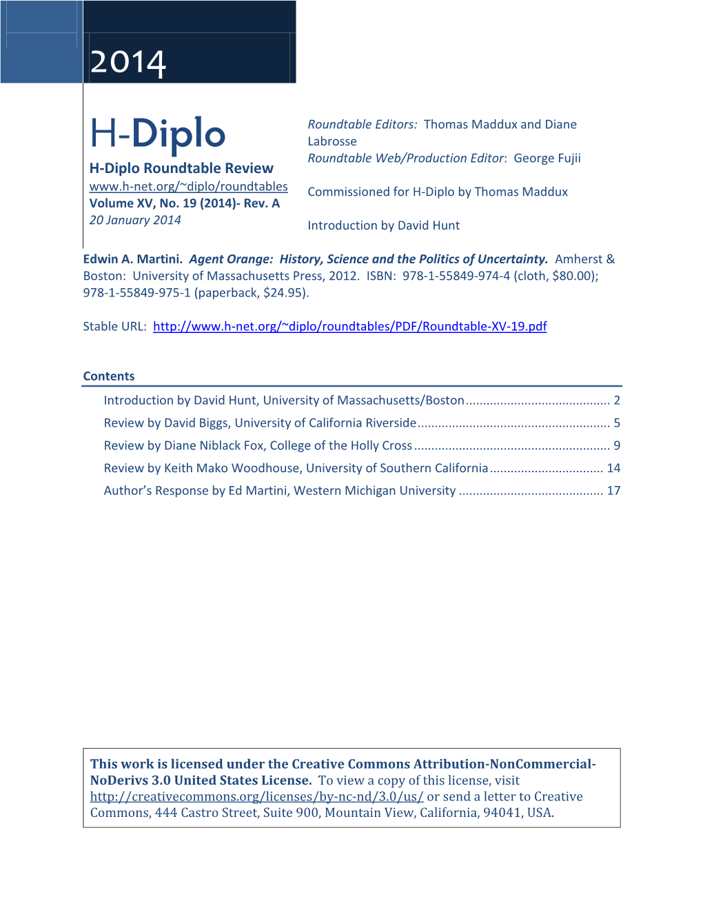 H-Diplo Roundtable, Vol. XV, No. 19