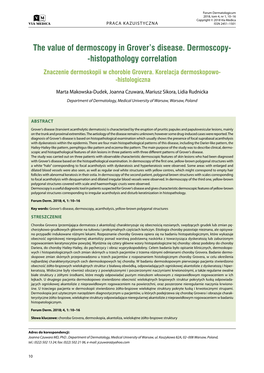 The Value of Dermoscopy in Grover's Disease