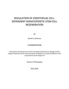 Regulation of Endothelial Cell-‐ Dependent