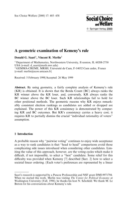 A Geometric Examination of Kemeny's Rule