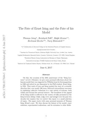 The Fate of Ernst Ising and the Fate of His Model