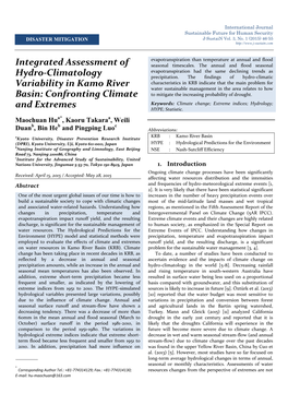 Integrated Assessment of Hydro-Climatology Variability in Kamo River Basin: Confronting Climate and Extremes
