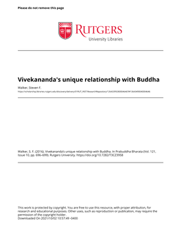 Vivekananda's Unique Relationship with Buddha